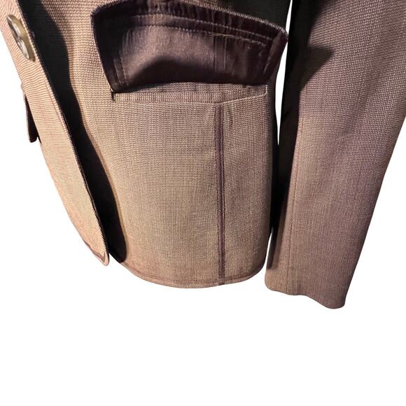 Anne Klein size 8P Wool Blend Micro Chevron Pocket 2 Button Lined Padded Blazer - Picture 8 of 12